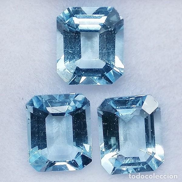 Coleccionismo de gemas: 3 Aguamarinas Naturales &middot; Peso Total 3.83 ct &middot; Certificado IGE &middot; Talla Esmeralda &middot; Colecci&oacute;n/Joyer&iacute;a