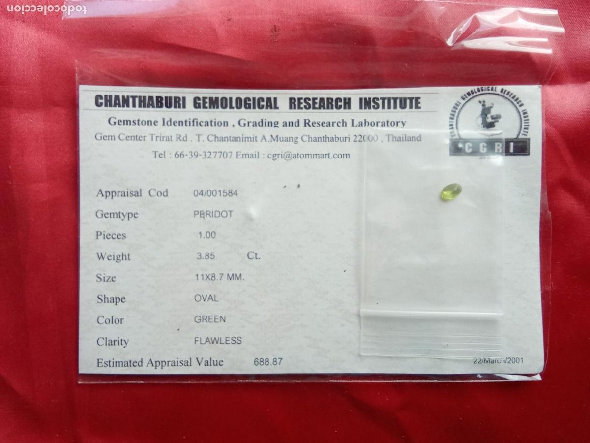 Coleccionismo de gemas: Peridoto natural Alta Calidad. Lote gemas. Tailandia 2001