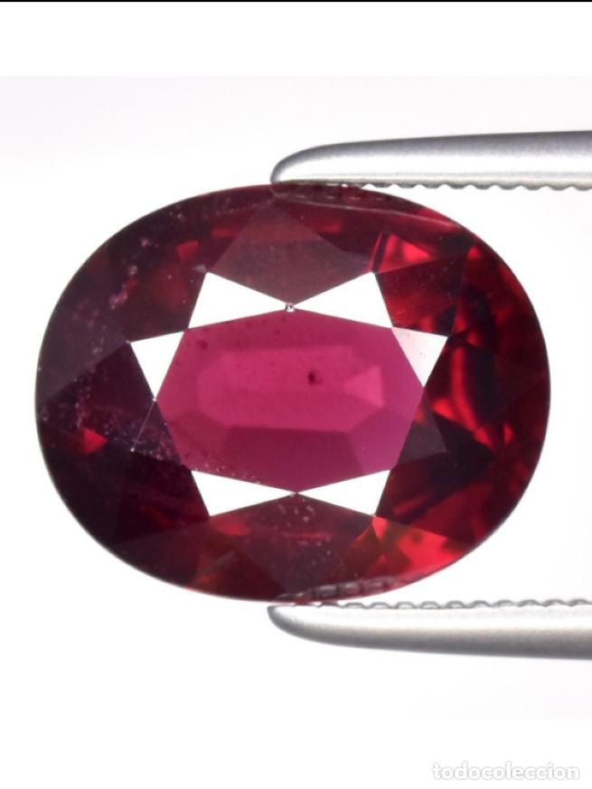 Coleccionismo de gemas: NATURAL RHODOLITE GARNET 3.90 CT &ndash; DEEP PURPLISH RED &ndash; UNTREATED &ndash; ALGT