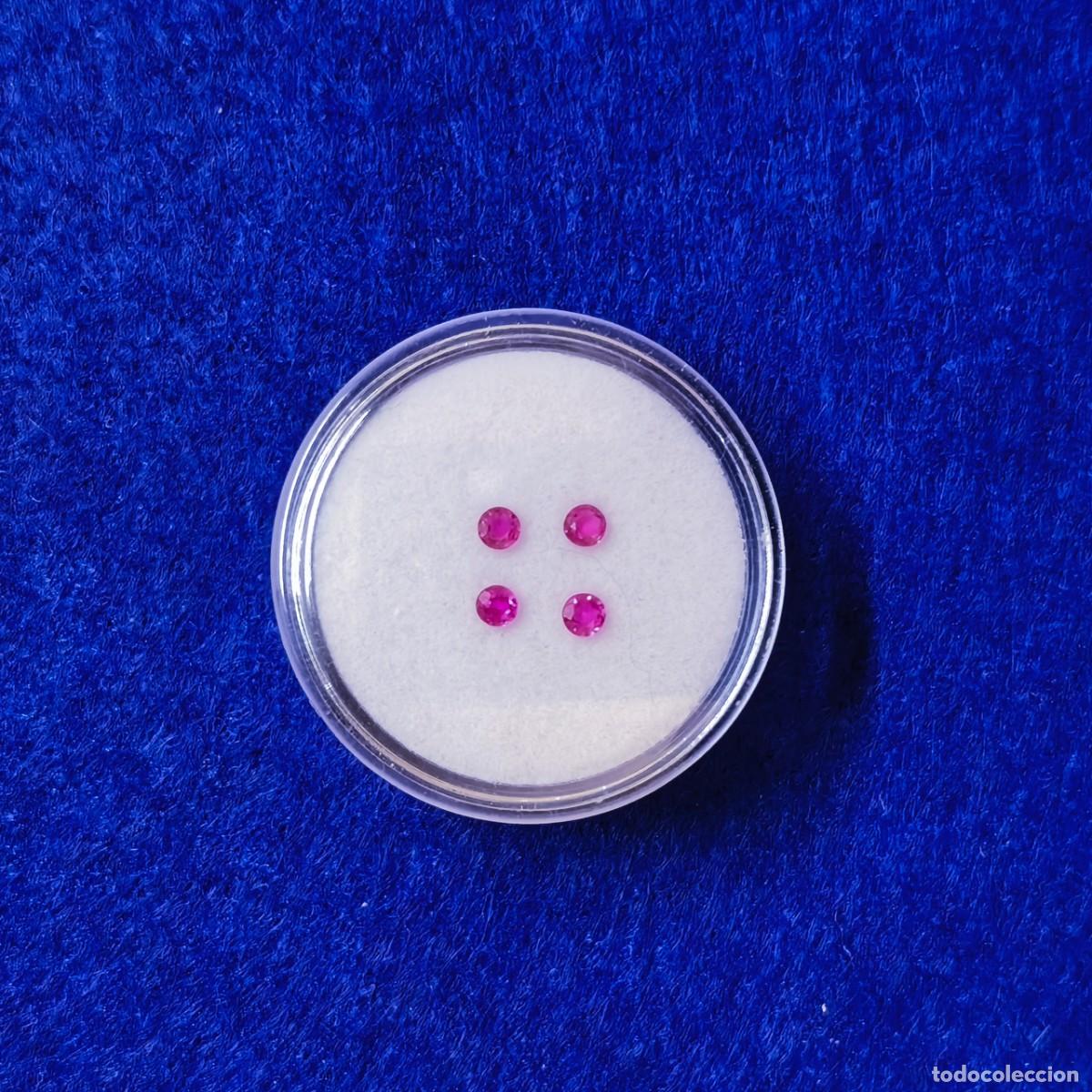 Colecionismo de pedras preciosas: 4 RUBIS NATURALES TALLA BRILLANTE. MED. 2,5 MM. PESO 0,35 CTS