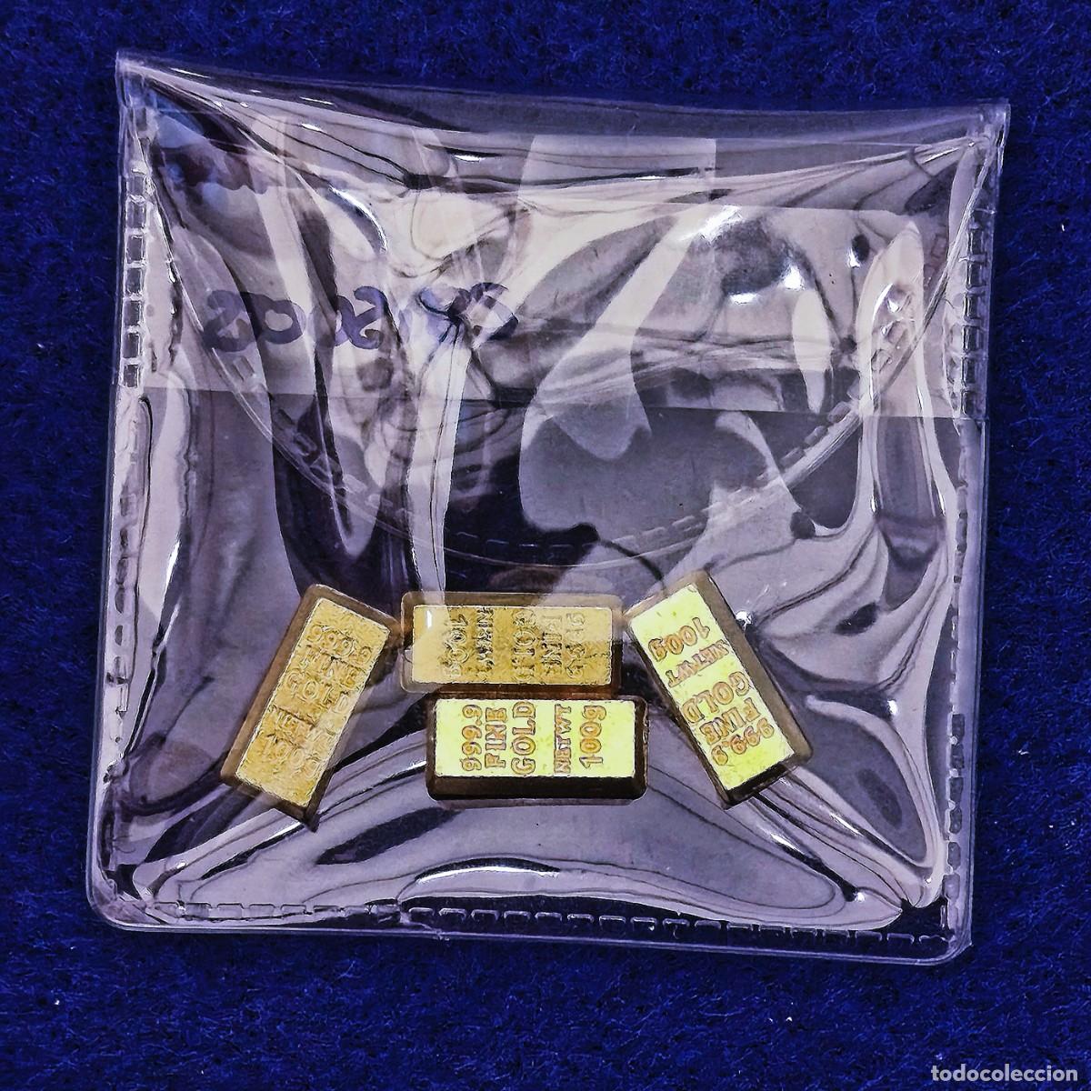 Collezionismo di gemme: LOTE DE 4 LINGOTES DE ORO DE 24 KILATES LAMINADO 1,1X0,5 CMS. PESO 1 LINGOTE 1 GRAMO