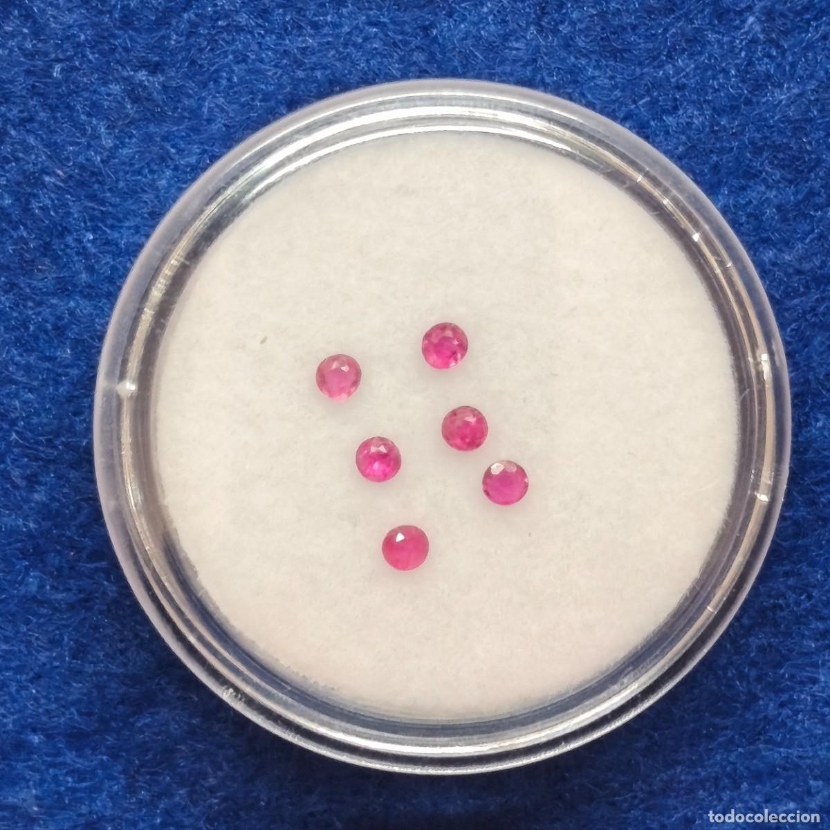 Colecionismo de pedras preciosas: 6 RUBIS TALLA BRILLANTE. MED. 2 MM. PESO 0,26 CTS