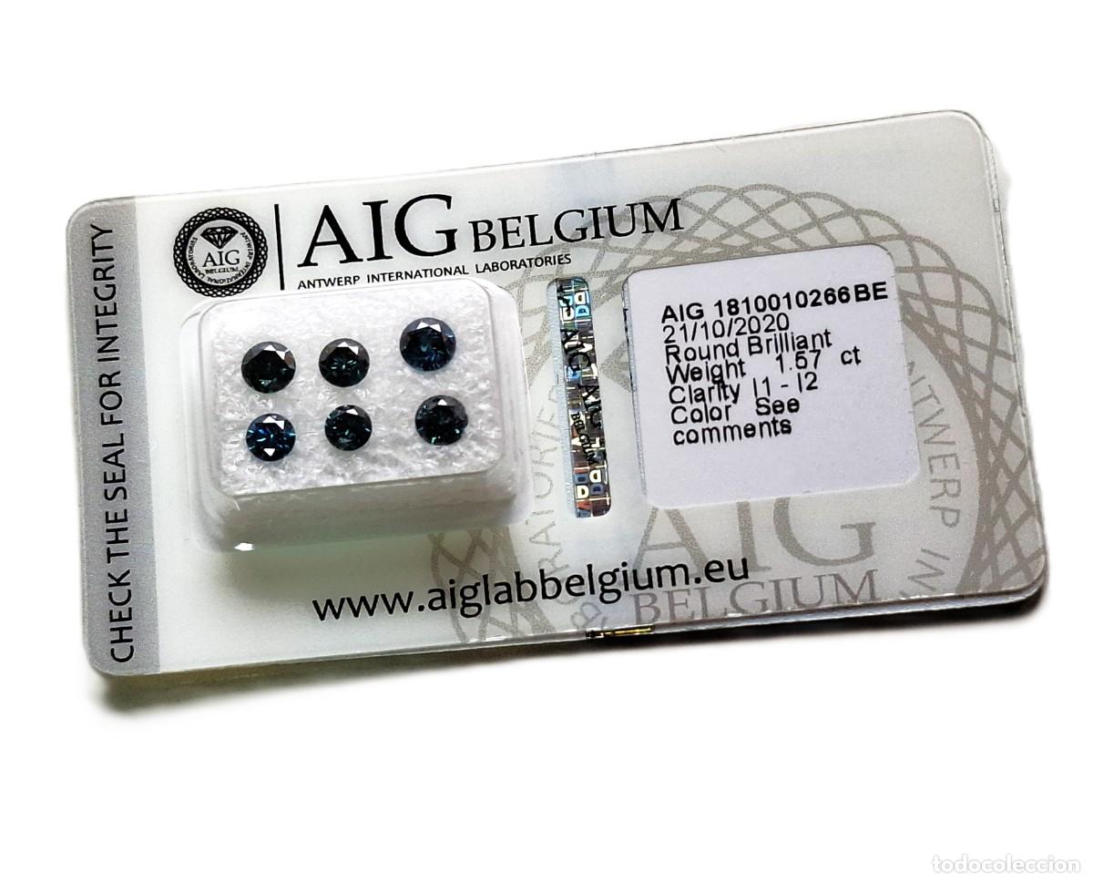 Coleccionismo de gemas: 6 DIAMANTES 1.57.CT TALLA BRILLANTE + CERTIFICADO AIG - AZULES - MUY LINDOS Y VALIOSOS
