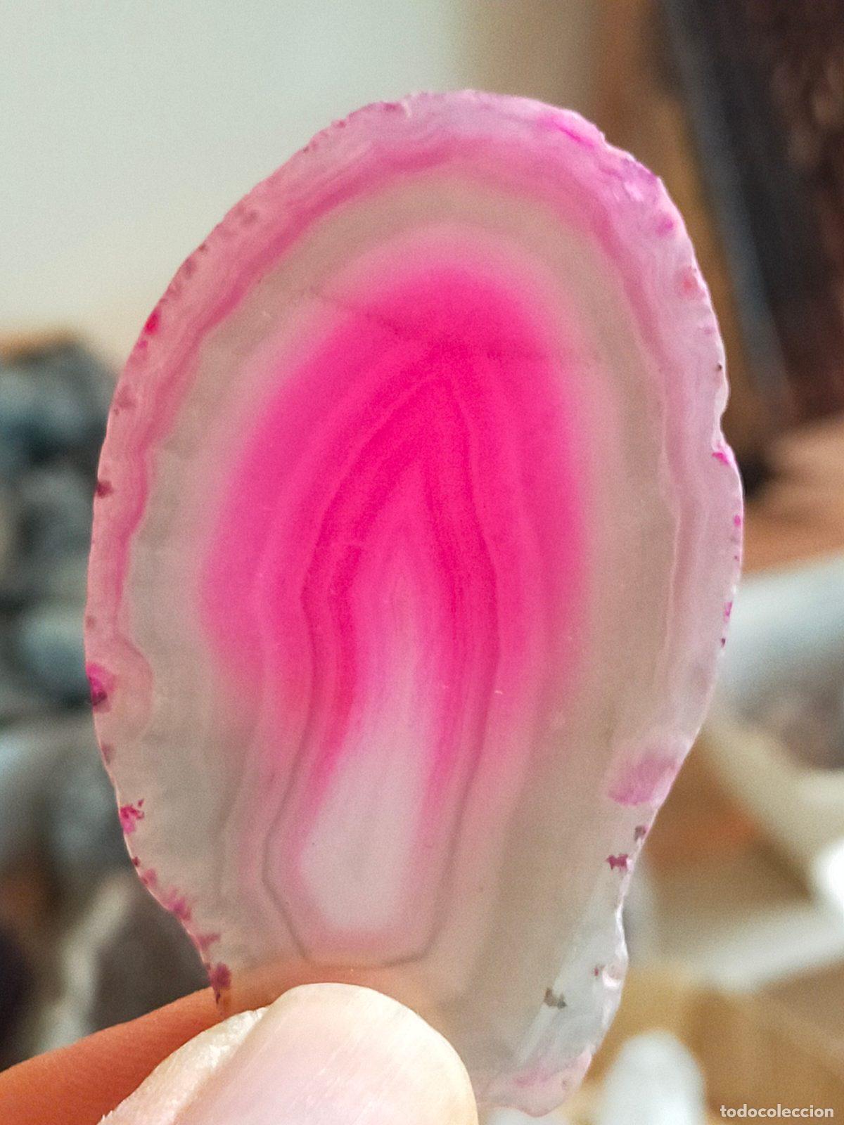 Coleccionismo de gemas: Fetta di Agata Rosa Naturale - Cristallo Boho Chic per Cristalloterapia (7x4.5 cm)