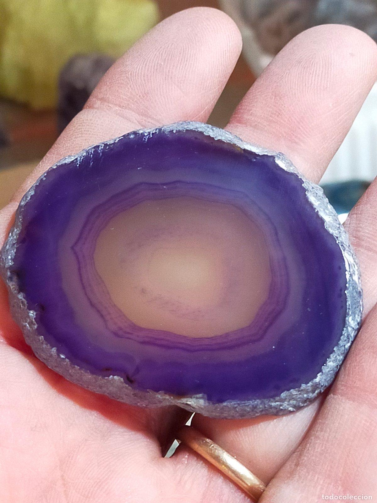 Coleccionismo de gemas: Fetta di Agata Viola Naturale - Cristallo da Collezione per Cristalloterapia