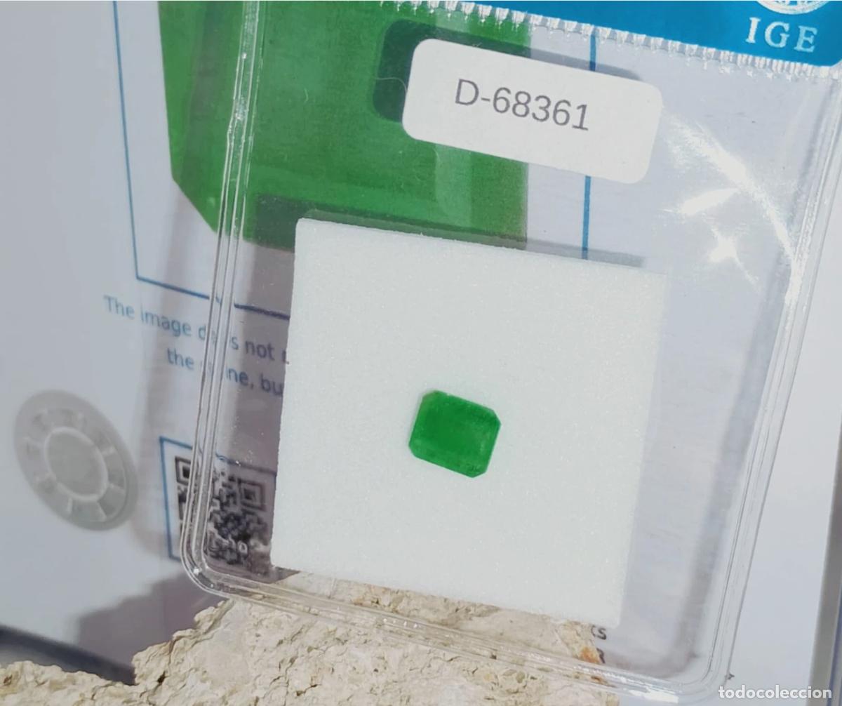 Coleccionismo de gemas: Esmeralda natural Brasil 1,41 ct certificada IGE D-68361 &ndash; Emerald Cut