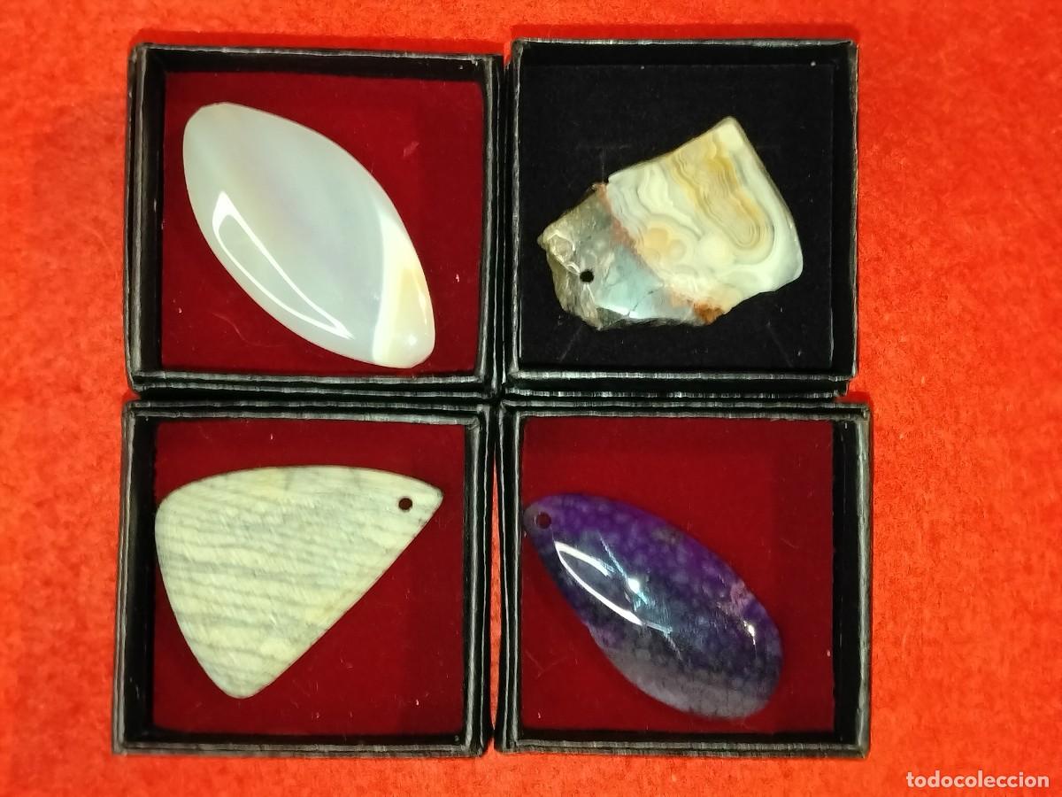 Collezionismo di gemme: 4 GEMAS NATURALES (&Aacute;GATA-JASPE PICASSO-&Aacute;GATA BANDEADA-CARBUJ&Oacute;N DE CALCEDONIA)