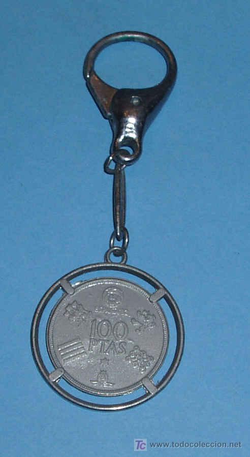 Coleccionismo de llaveros: LLAVERO REPLICA DE MONEDA DE 100 PESETAS - Foto 2