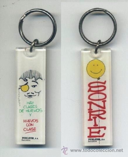 Colecionismo de porta-chaves: LLAVERO METRAQUILATO. METACRILATO. RECTANGULAR CON LA INSCRIPCION SONRIE EN UNA CARA.