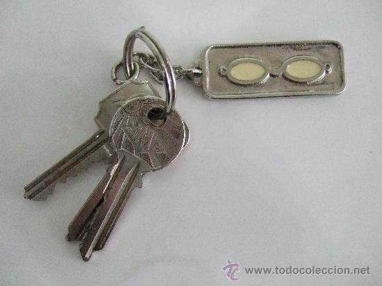 Collectionnisme de portes-cl&eacute;s: LLAVERO PUBLICIDAD OPTICA DURAN - MALAGA - CON TRES LLAVES