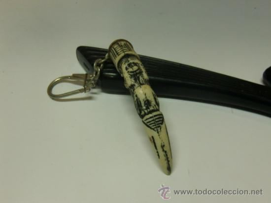 Collection of Keychains: Llavero Cuerno pl&aacute;stico. Tiene un mono ojos tapados