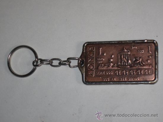 Collectionnisme de portes-cl&eacute;s: LOTE DE 4 LLAVEROS DE LA ONCE. 1987 PONEMOS MUCHO EN JUEGO - DORSO REPLICA BOLETO EN COBRE.