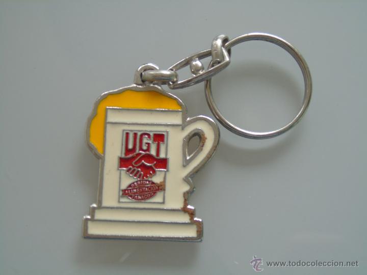 Sammlung von Schl&uuml;sselanh&auml;ngern: LLAVERO POL&Iacute;TICO SINDICAL. SECCI&Oacute;N SINDICAL UGT SECTOR CERVECERO. JARRA CERVEZA CERVEZAS