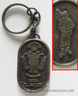 Collectionnisme de portes-cl&eacute;s: LLAVERO - SIDRA EL GAITERO - ESCUDO &iquest; LOGOTIPO ? - DE METAL - PUBLICIDAD - BEBIDA - HOMBRE CON GAITA