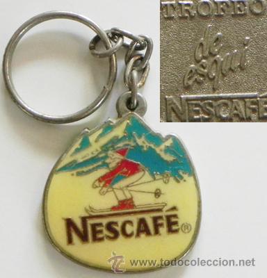 Coleccionismo de llaveros: ANTIGUO LLAVERO TROFEO DE ESQU&Iacute; NESCAF&Eacute; ESQUIADOR Y MONTA&Ntilde;A NEVADA- DEPORTE PUBLICIDAD LOGOTIPO LOGO