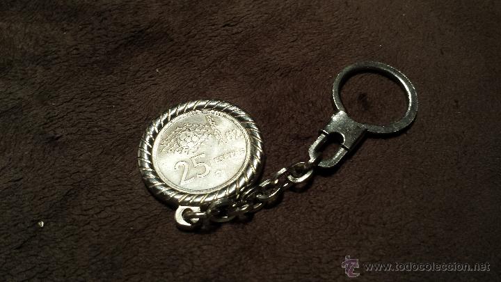 Collectionnisme de portes-cl&eacute;s: LLAVERO CON MONEDA DE 25 PESETA MUNDIAL ESPA&Ntilde;A FUTBOL 82 (1980 /80 SIN CIRCULAR)