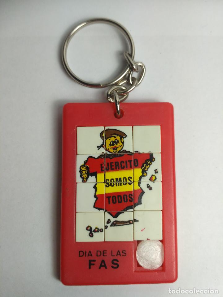 Colecionismo de porta-chaves: LLAVERO PUZZLE MILITAR , DIA DE LAS FAS , 1984 , EJERCITO SOMOS TODOS , ROJO