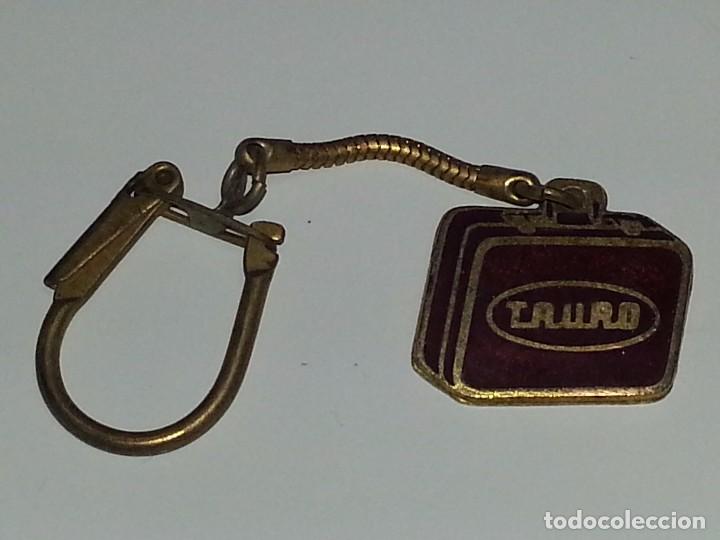 Coleccionismo de llaveros: ANTIGUO LLAVERO PUBLICITARIO ESMALTADO DE MALETAS MALETA TAURO A&Ntilde;OS 60