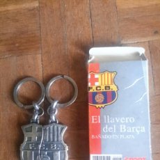 Coleccionismo de llaveros: LLAVERO DOBLE DEL FC BARCELONA BAÑO DE PLATA . Lote 90646904