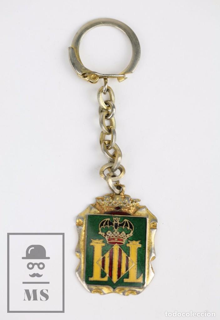 Colecionismo de porta-chaves: Llavero Esmaltado - Escudo de Valencia - Doble L - Medidas 2,5 x 3,5 cm