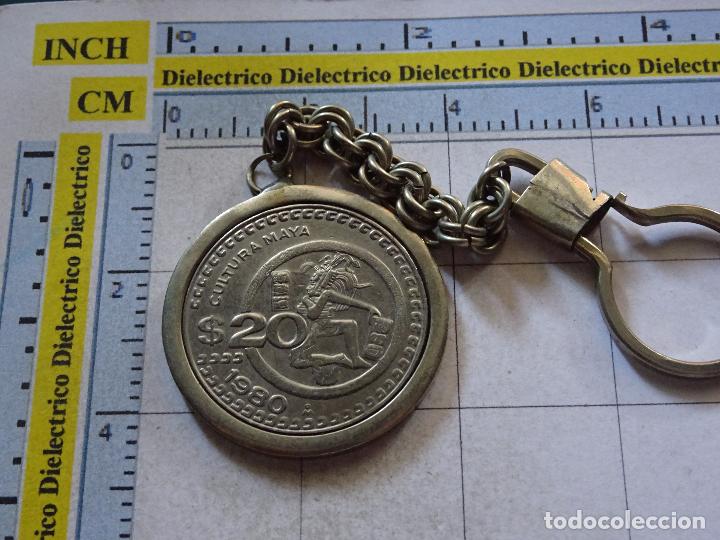 Sammlung von Schl&uuml;sselanh&auml;ngern: LLAVERO DE NUMISM&Aacute;TICA. MONEDA MEDALLA. 20 $ CULTURA MAYA 1980 M&Eacute;XICO
