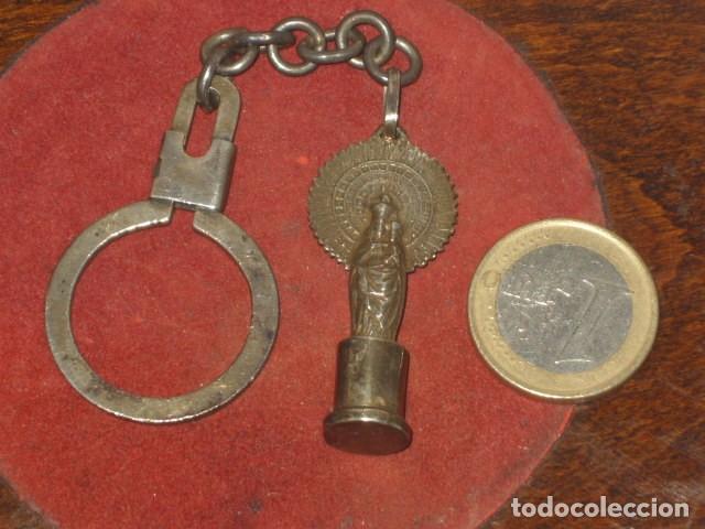 Coleccionismo de llaveros: LLAVERO DE PLATA MACIZO DE LA VIRGEN DEL PILAR. - Foto 2