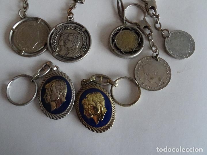 Coleccionismo de llaveros: LOTE DE 7 LLAVEROS DIFERENTES REYES DE ESPA&Ntilde;A Y MONEDAS