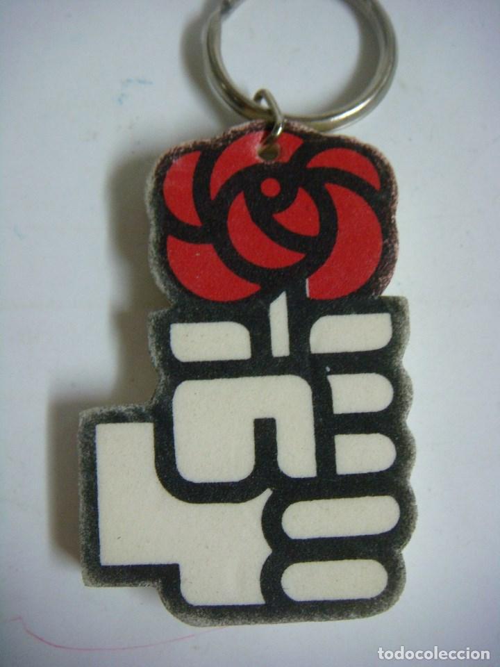 Coleccionismo de llaveros: LLAVERO PSOE MANO Y FLOR - Foto 1