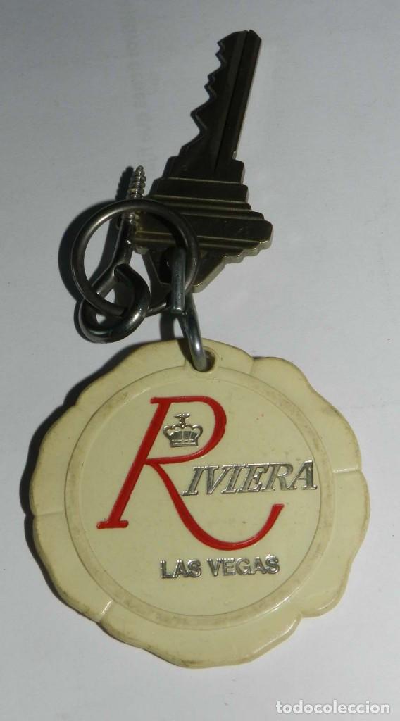 Colecionismo de porta-chaves: ANTIGUO LLAVERO DEL HOTEL RIVERA, LAS VEGAS, TAL COMO SE VE EN LAS FOTOGRAFIAS PUESTAS.