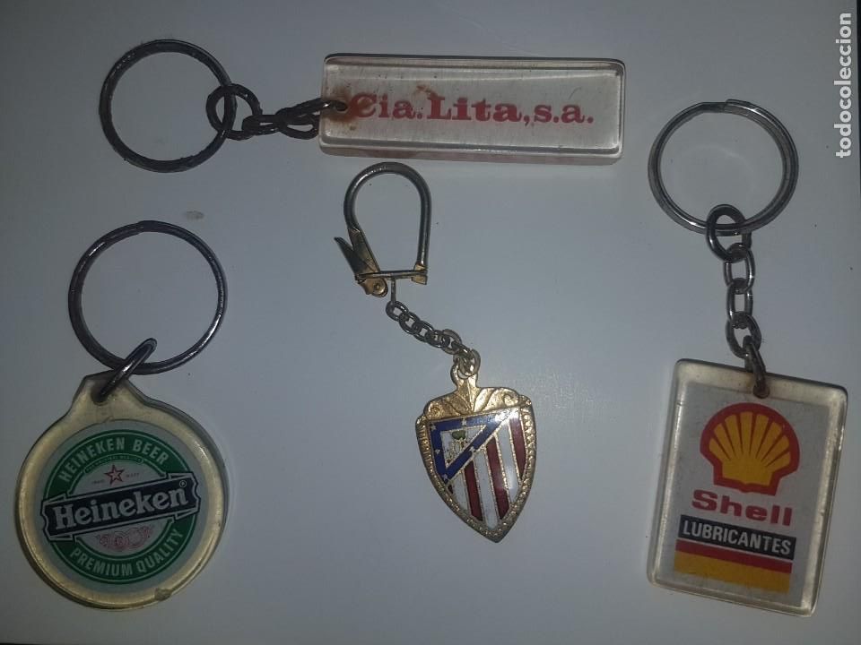 Coleccionismo de llaveros: Lote de 4 llaveros Shell - Heineken - Lita y Atletico Madrid
