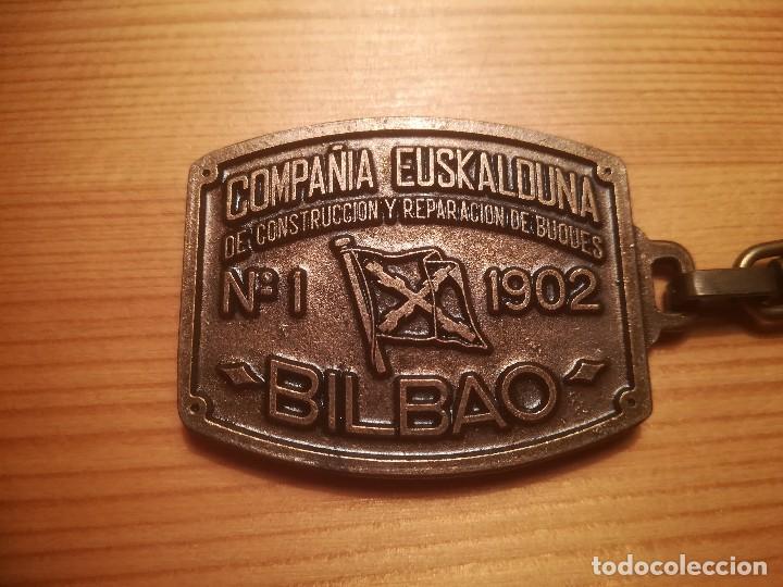 Coleccionismo de llaveros: LLAVERO COMPA&Ntilde;IA EUSKALDUNA DE CONSTRUCCION Y REPARACION DE BUQUES N&ordm;1 1902 BILBAO