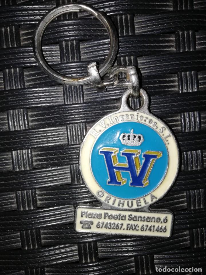 Sammlung von Schl&uuml;sselanh&auml;ngern: ANTIGUO LLAVERO PUBLICITARIO DE H.V. INGENIEROS DE ORIHUELA-TELECOMUNICACIONES Y SONIDO-A&Ntilde;OS 90