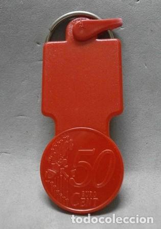 Coleccionismo de llaveros: LLAVERO DE PLASTICO MONEDA CARRITO SUPERMERCADO COLOR ROJO - LLAV-11003 - B-268