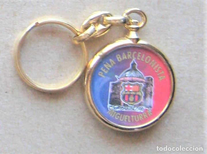 Sammlung von Schl&uuml;sselanh&auml;ngern: LLAVERO FC BARCELONA PENYA BARCELONISTA MIGUELTURRA CIUDAD REAL 5 A&Ntilde;OS FUTBOL METAL KEYRING R240