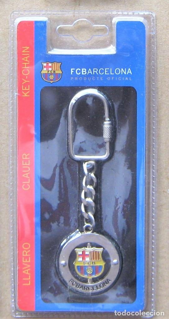 Sammlung von Schl&uuml;sselanh&auml;ngern: LLAVERO FC BARCELONA LOGO REDONDO BIS OFICIAL + ESTUCHE NUEVO FUTBOL METAL KEYRING CLAUER