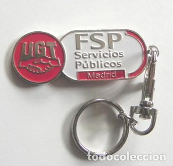 Collezionismo di Portachiavi: LLAVERO UGT FSP SERVICIOS P&Uacute;BLICOS - MONEDA DE CARRITO - PUBLICIDAD SINDICATO ESPA&Ntilde;A - UNI&Oacute;N GENERAL
