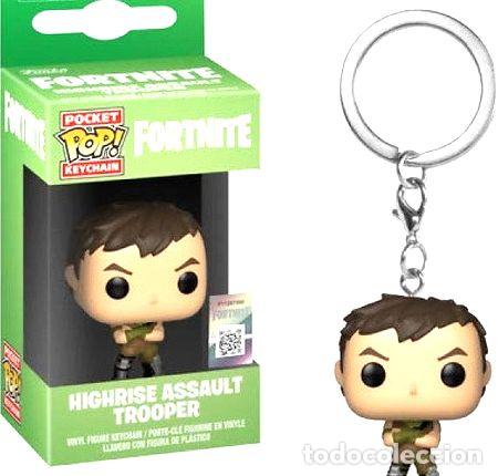 Coleccionismo de llaveros: highrise assault trooper fortnite pop funko keychain llavero