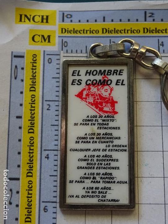 Sammlung von Schl&uuml;sselanh&auml;ngern: LLAVERO DE HUMOR. EL HOMBRE ES COMO EL TREN FERROCARRIL