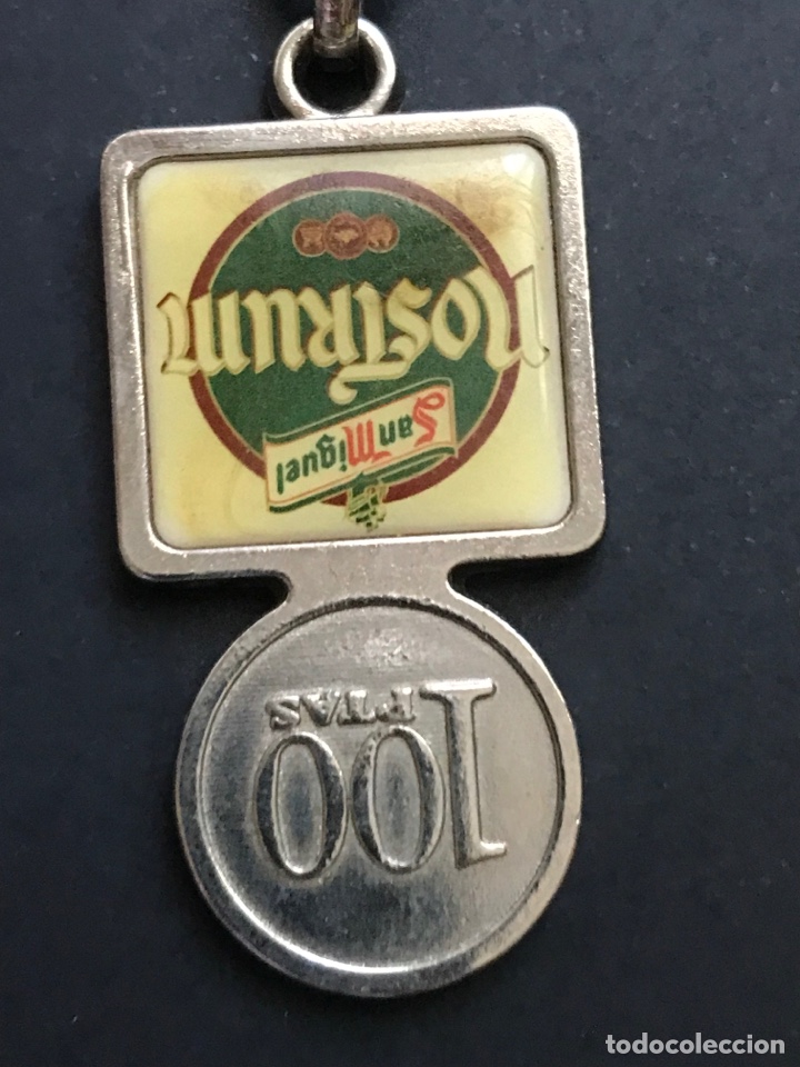 Coleccionismo de llaveros: SAN MIGUEL CERVEZA - LLAVERO ANTIGUO PUBLIDAD PROMOCIONAL - METALICO MONEDA CARRO COMPRA