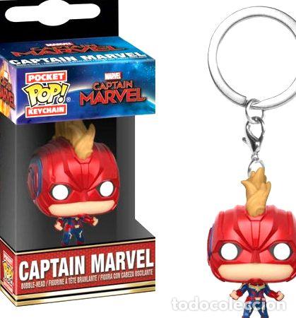 Coleccionismo de llaveros: llavero funko pop capitana marvel con mascara pocket