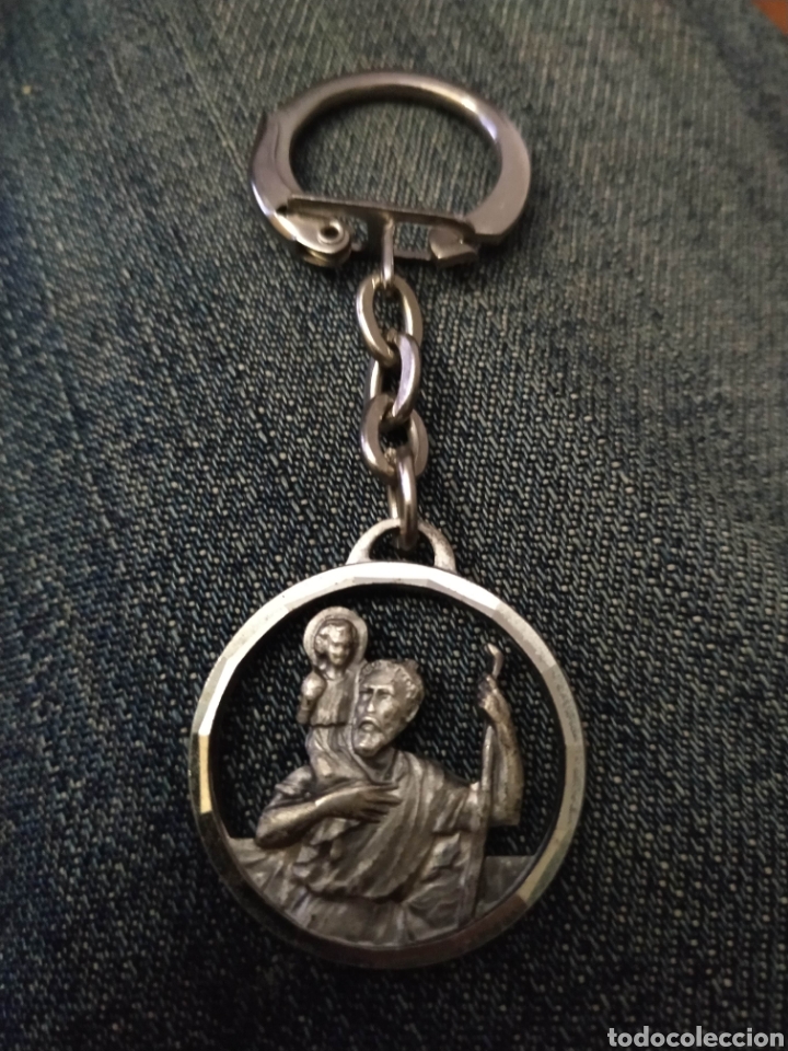 Coleccionismo de llaveros: Llavero key chain San Crist&oacute;bal ( en el reverso peque&ntilde;a imagen de Lourdes