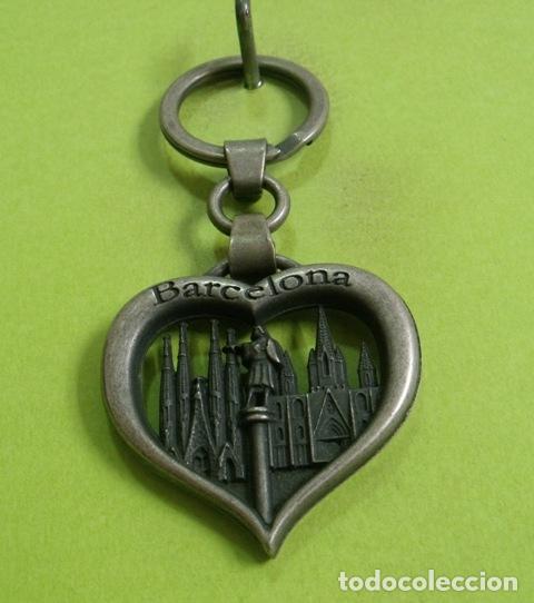 Coleccionismo de llaveros: Llavero Coraz&oacute;n Recuerdo Barcelona - Estatua Col&oacute;n - Sagrada Familia - Catedral