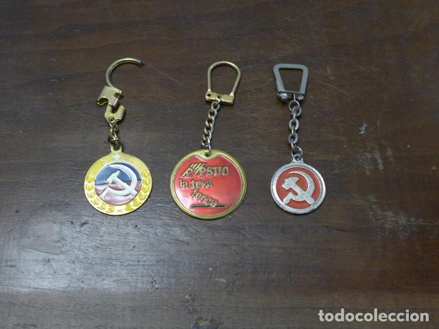 Coleccionismo de llaveros: Lote 3 antiguo llavero comunista, una de PSUC de transicion.