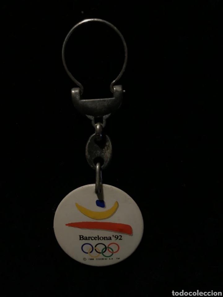 Coleccionismo de llaveros: Llavero antiguo publicidad Olimpiadas Barcelona 92. Moneda 5 pesetas