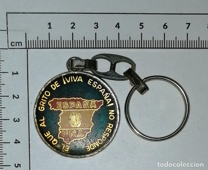 Coleccionismo de llaveros: LLAVERO METAL. ESMALTADO. GRITO DE VIVA ESPA&Ntilde;A NO RESPONDE ; NI ES ESPA&Ntilde;OL NI ES HOMBRE. ESPA&Ntilde;A UNA