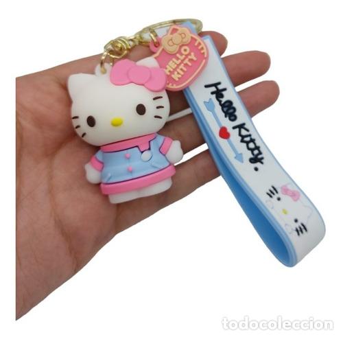 Coleccionismo de llaveros: llavero hello kitty kawaii ropa celeste chibi goma