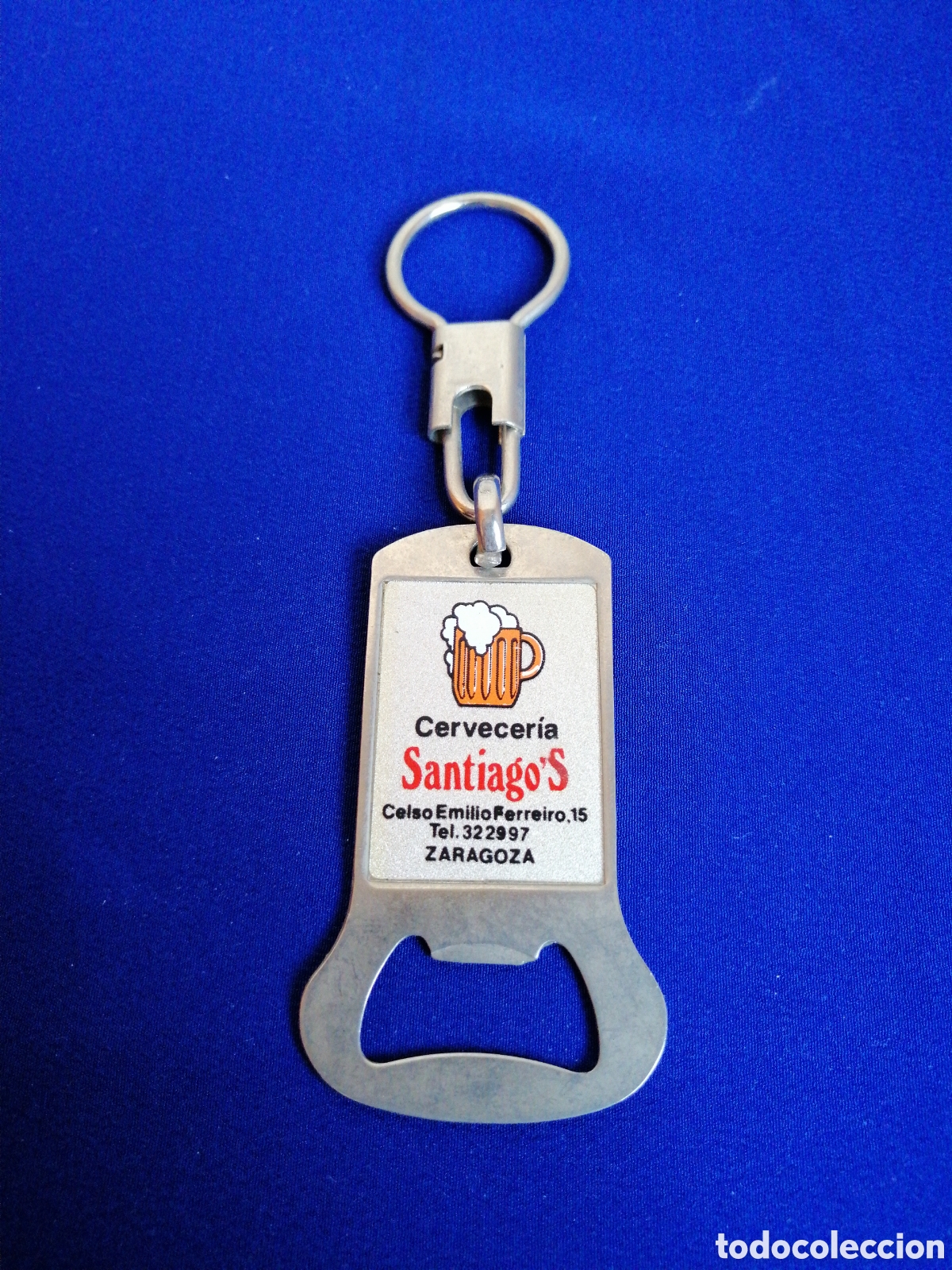 Colecionismo de porta-chaves: CERVECER&Iacute;A SANTIAGO'S(ZARAGOZA) LLAVERO PUBLICIDAD