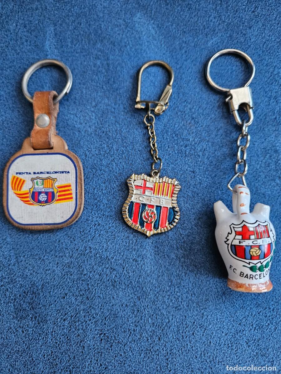 Coleccionismo de llaveros: Antiguo Lote De 3 Antiguos Llaveros Diferentes Del Bar&ccedil;a, A&ntilde;os 80.