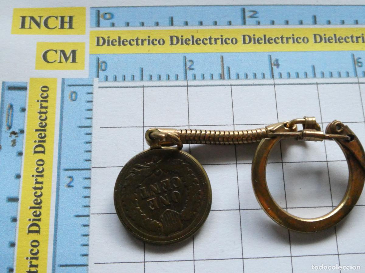 Collection of Keychains: ANTIGUO LLAVERO DE NUMISM&Aacute;TICA MONEDA 1904 ESTADOS UNIDOS 1 C&Eacute;NTIMO ONE CENT