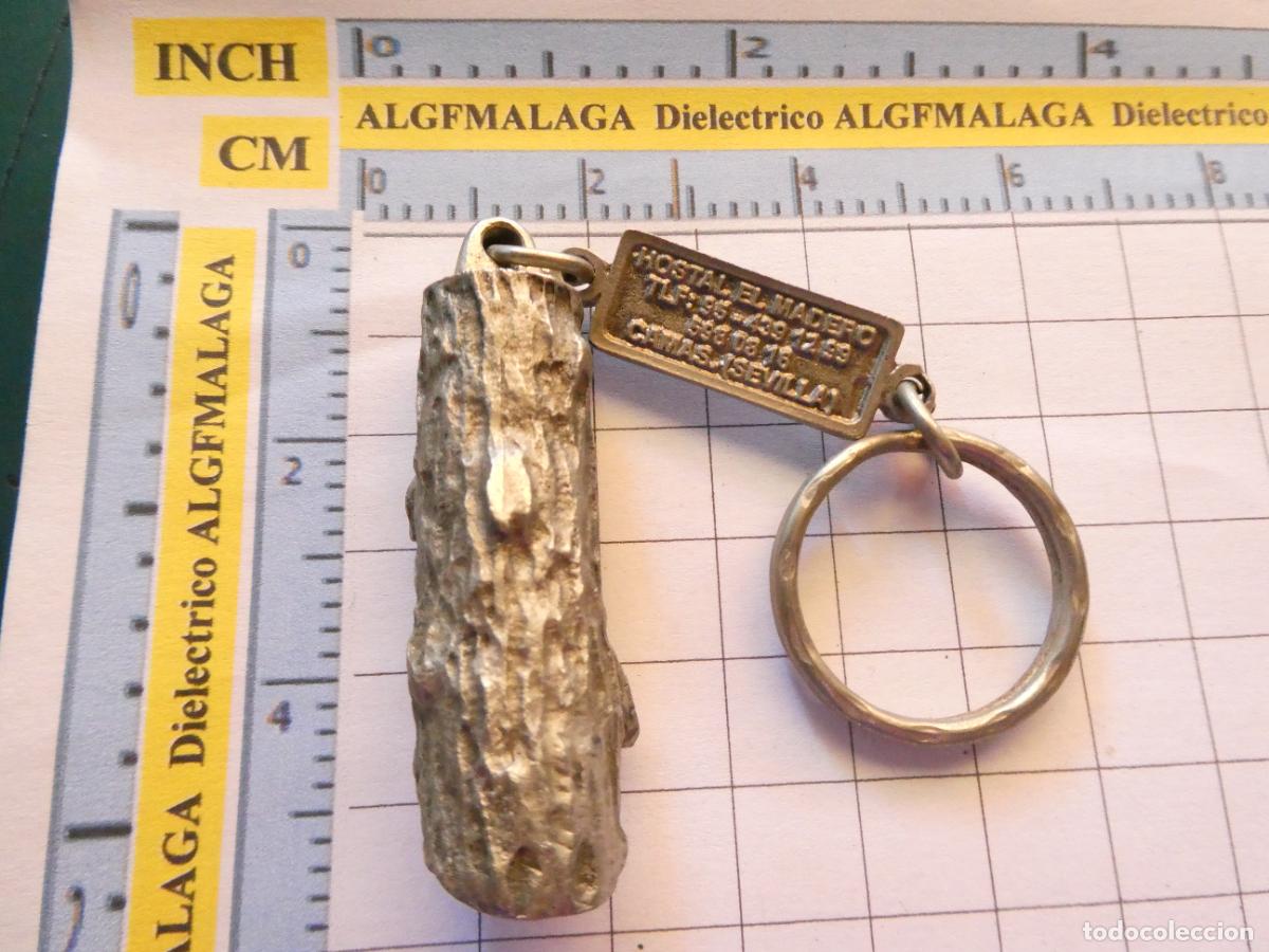 Collection of Keychains: LLAVERO DE FIGURITAS MINIATURAS. TRONCO MADERA METAL. HOSTAL MADERO CAMAS